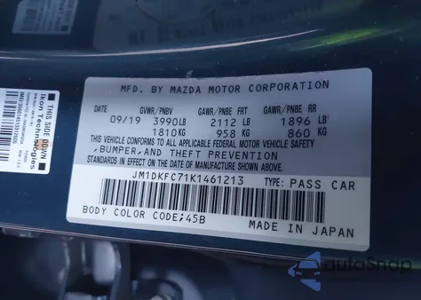 2019 Mazda Cx-3 Touring z USA, uszkodzony, nr VIN JM1DKFC71K1461213